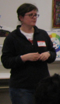 Lee Moore presents to students